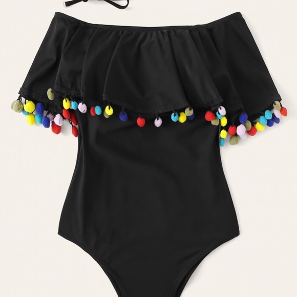 NWT Black Pom Pom Suit - Picture 5 of 5